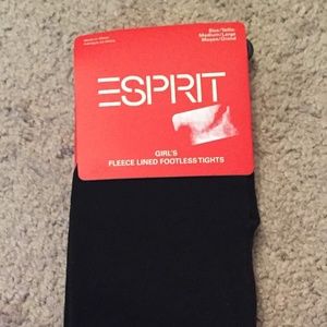 Black Fleece Lined Footless Tights